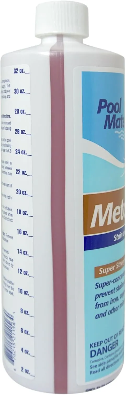 Pool Mate 1-Quart 4-Pack Concentrated Metal Out Stain and Mineral Inhibitor, Pool Metal Remover, Stain Remover, Made in USA