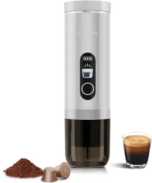 Portable Espresso Machine,Travel Coffee Maker Self-Heating With Type-c,Compatible with Ground Coffee & NS Capsule for RV,Camping,Office(Silver)