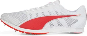 PUMA Mens Evospeed Distance 11 Track and Field Shoe, PUMA Mens White-PUMA Mens Red-Metallic Silver, 8