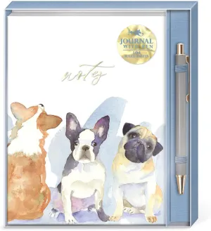 Punch Studio Boxed Journal and Pen Set, Watercolor Dog Trio (46707)