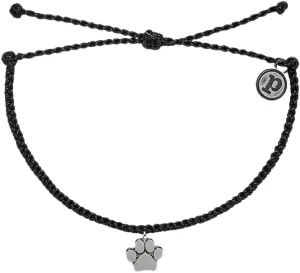 Pura Vida Paw Print Charm Bracelet, Black Woven Band, Unisex