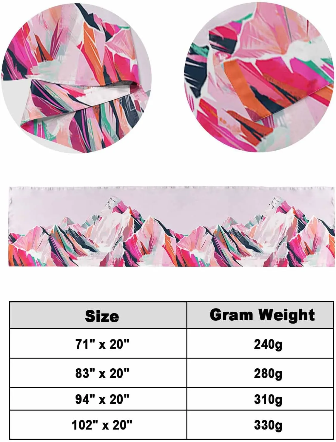 Purple Mountain Bed Runner for Twin Size Bed, Bedspread Protector Slipcover Bed Scarf for Foot Bed Runners & Scarves for Bedroom Hotel Wedding 71x20 Inches Abstract Pink Street Art Nature Wilderness