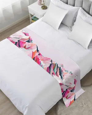 Purple Mountain Bed Runner for Twin Size Bed, Bedspread Protector Slipcover Bed Scarf for Foot Bed Runners & Scarves for Bedroom Hotel Wedding 71x20 Inches Abstract Pink Street Art Nature Wilderness