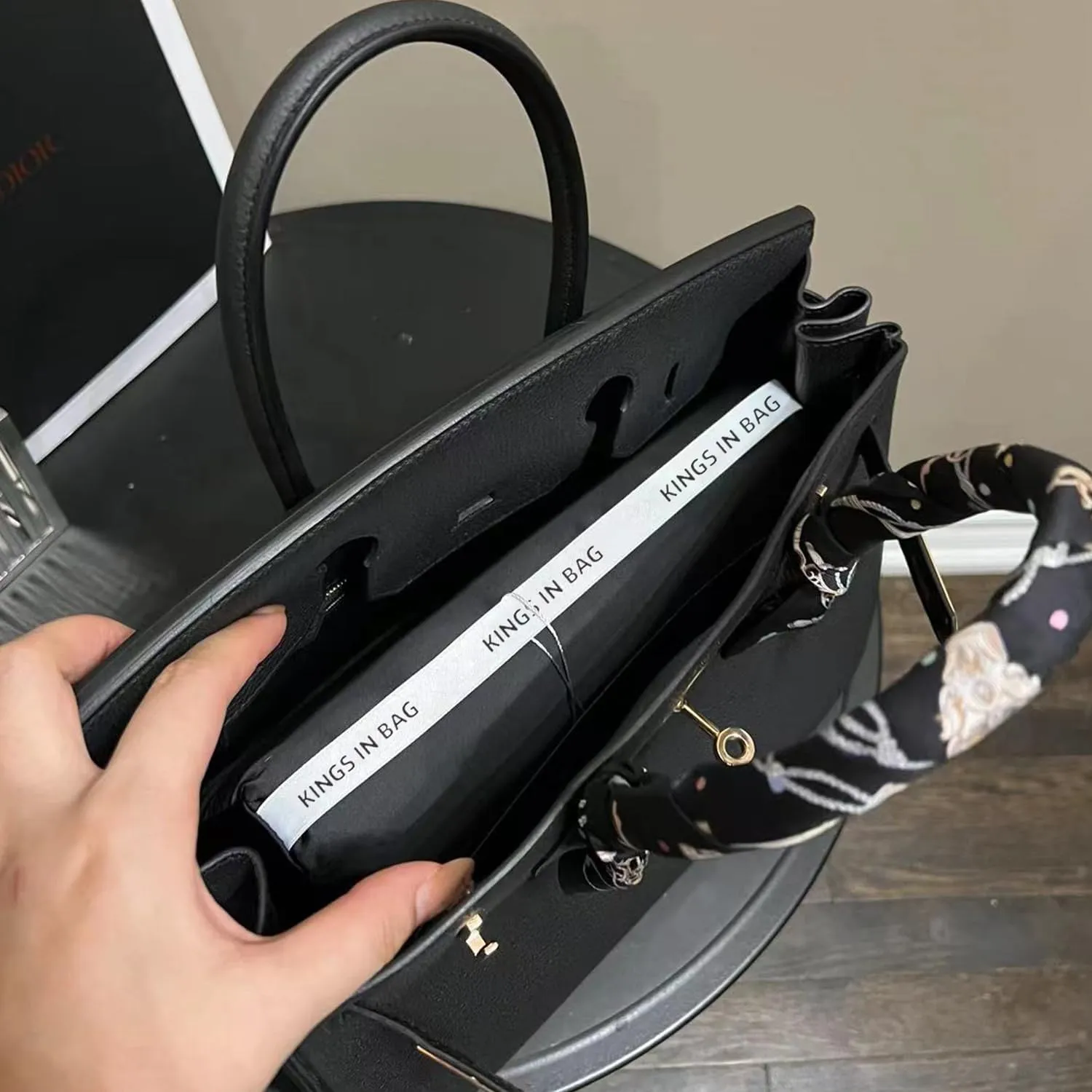 Purse Pillow for Birkin 25/30/35/40, Smooth Satin Bag Shaper Compatible with Hermes Birkin Bag, Memory Foam Pillows for Women Handbag, Lightweight Purse Stuffers for Shape(Black, BK25 Sellier)