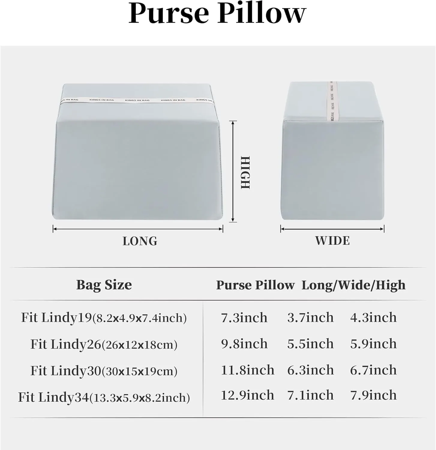 Purse Pillow Insert for Lindy, Purse Shaper with Soft Memory Foam Inner, Lightweight Luxury Bag Pillow with Silky Satins for Women Handbag (Blue Pale, Lindy26)