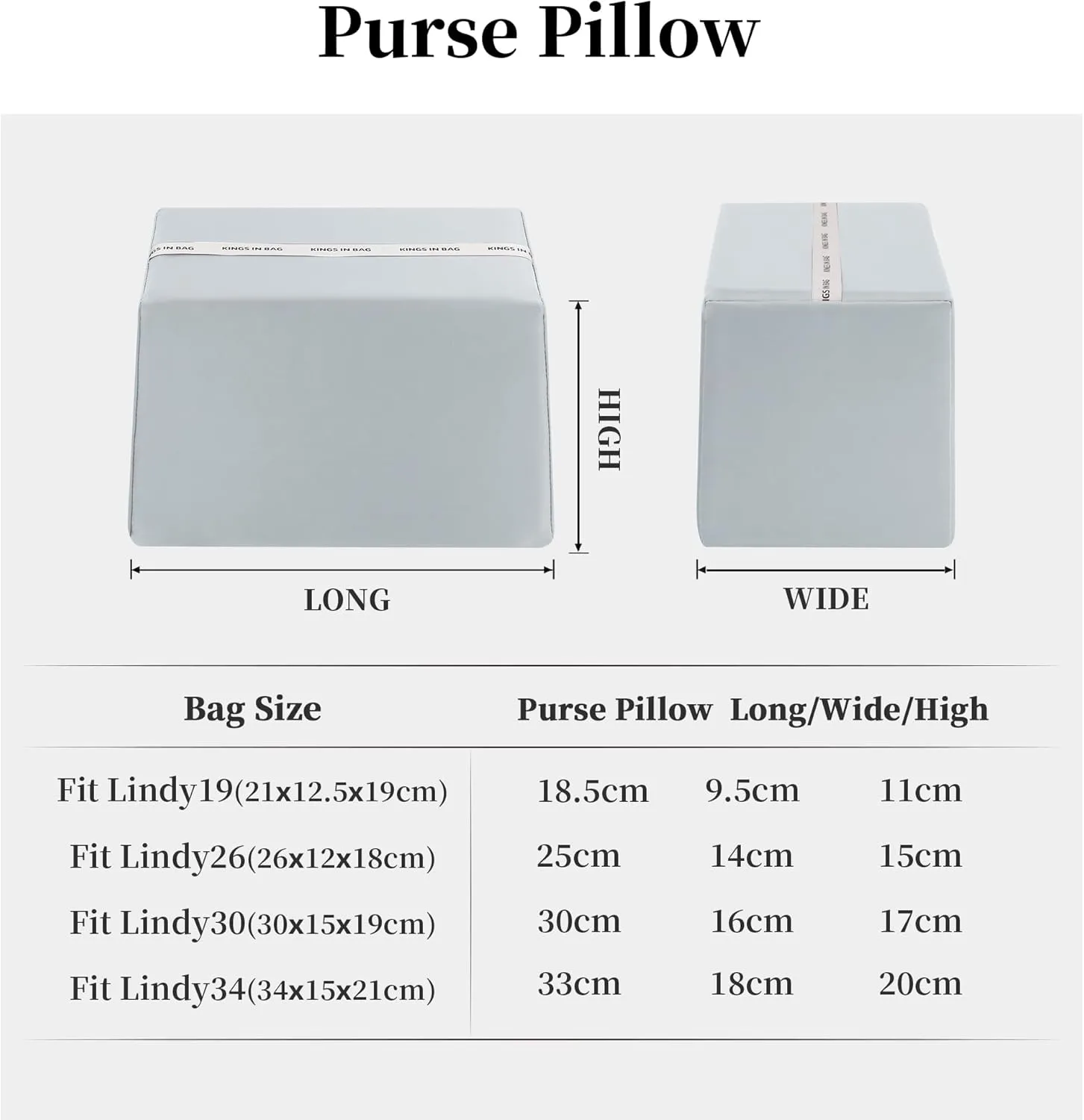 Purse Pillow Insert for Lindy, Purse Shaper with Soft Memory Foam Inner, Lightweight Luxury Bag Pillow with Silky Satins for Women Handbag (Blue Pale, Lindy26)
