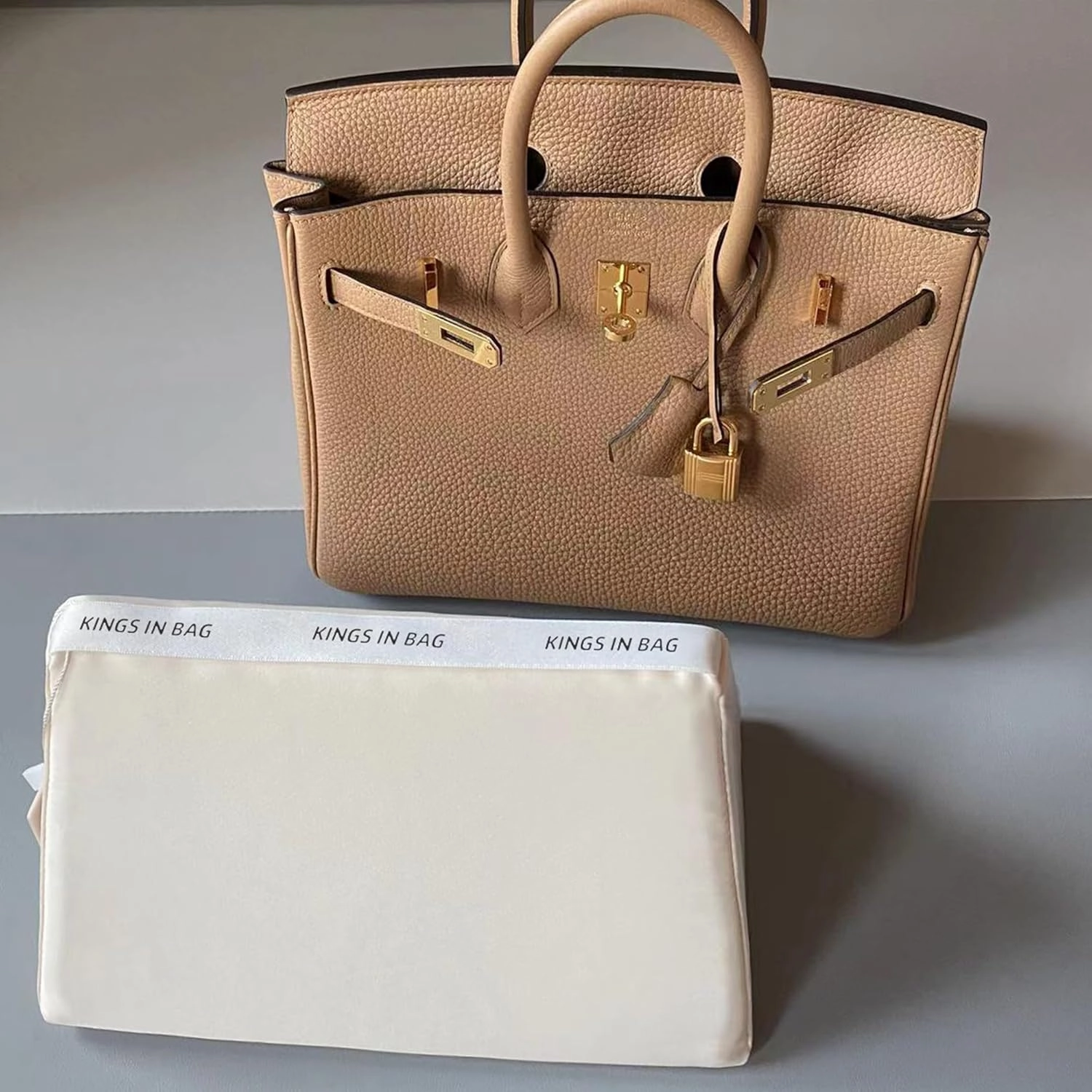 Purse Pillow for Birkin 25/30/35/40, Smooth Satin Bag Shaper Compatible with Hermes Birkin Bag, Memory Foam Pillows for Women Handbag, Lightweight Purse Stuffers for Shape(Craie, BK25 Sellier)