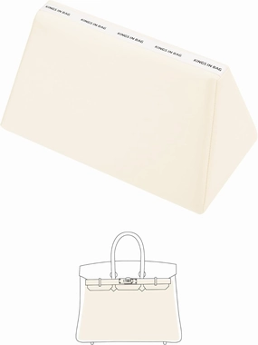 Purse Pillow for Birkin 25/30/35/40, Smooth Satin Bag Shaper Compatible with Hermes Birkin Bag, Memory Foam Pillows for Women Handbag, Lightweight Purse Stuffers for Shape(Craie, BK25 Sellier)