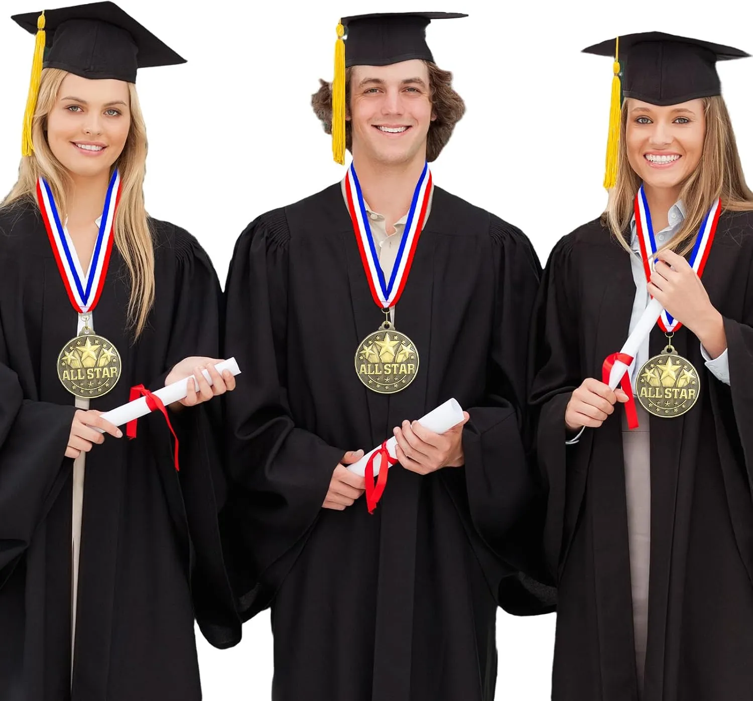 Quelay 30 Pcs 2'' Award Medals Bulk Gold Winner Medals with Neck Ribbons Metal Trophy Award Prize Gift for Tournaments, Competitions, Party, Kids and Adults