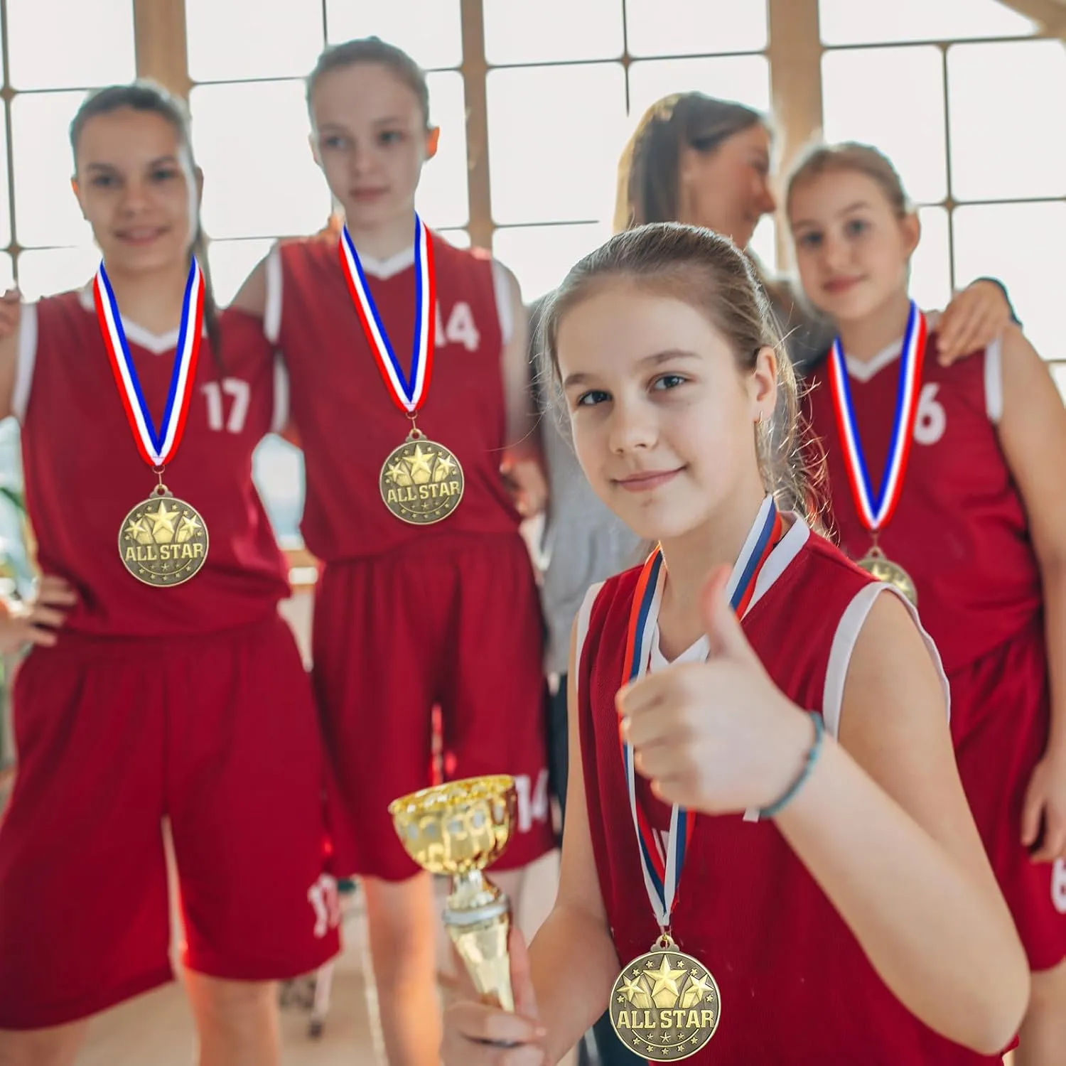 Quelay 30 Pcs 2'' Award Medals Bulk Gold Winner Medals with Neck Ribbons Metal Trophy Award Prize Gift for Tournaments, Competitions, Party, Kids and Adults