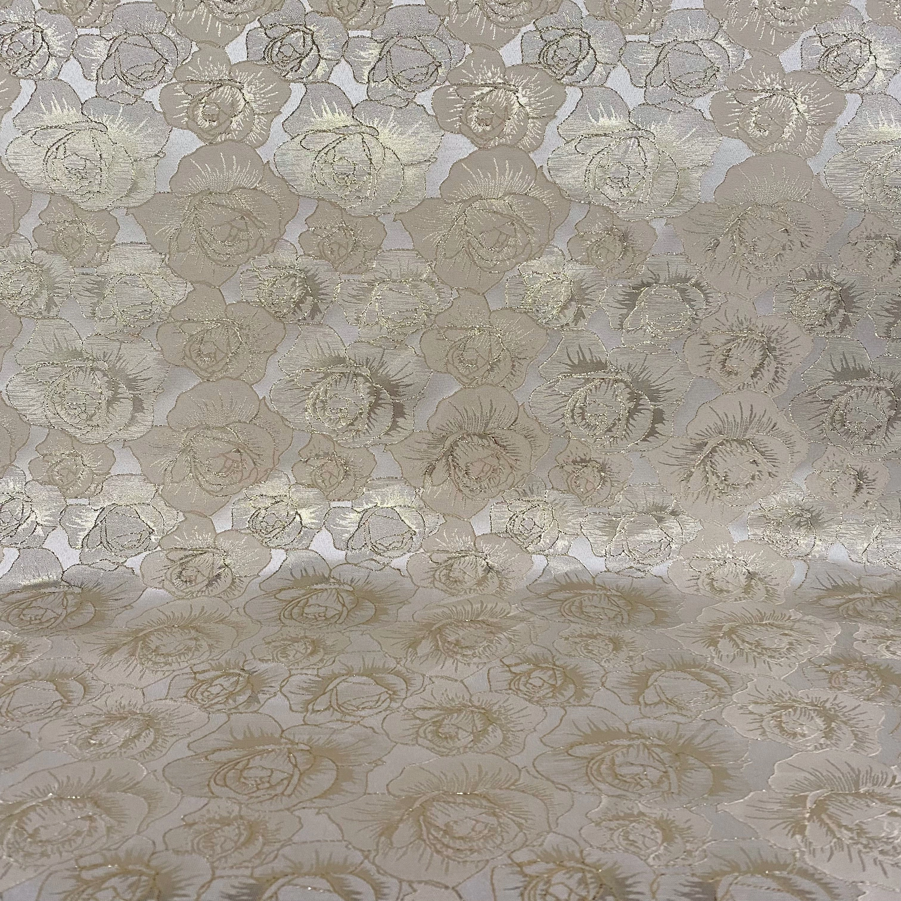 Raised Edge Rose Brocade - Metallic - Gold/Ivory