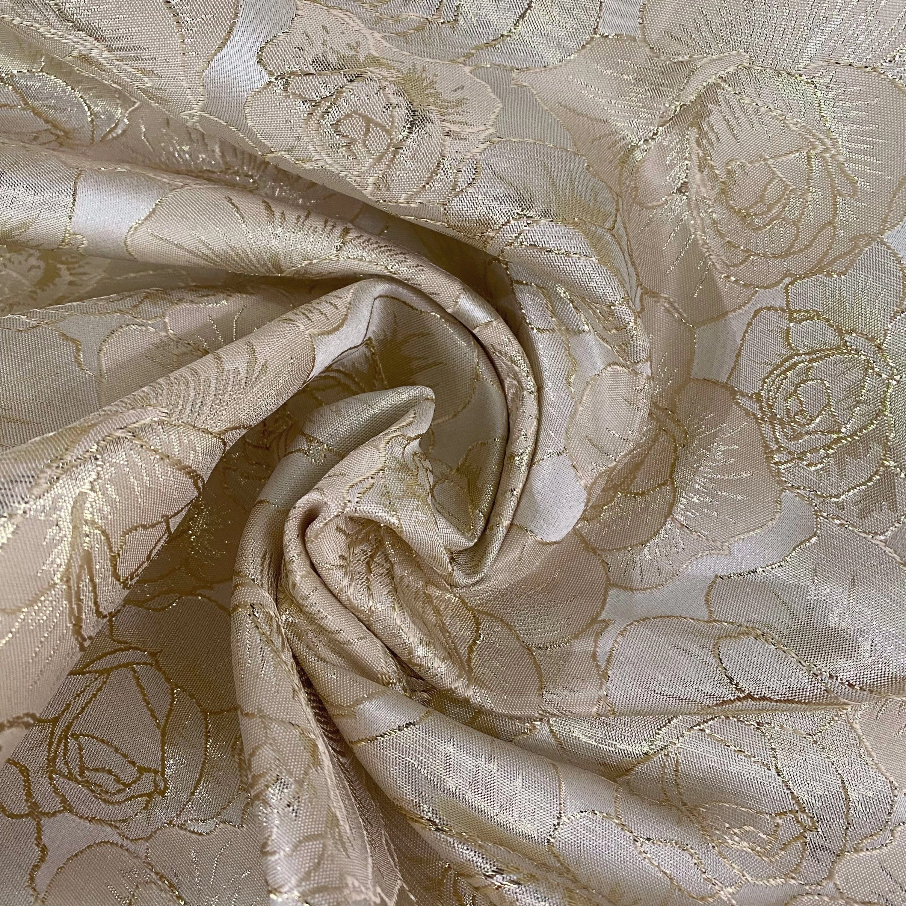 Raised Edge Rose Brocade - Metallic - Gold/Ivory