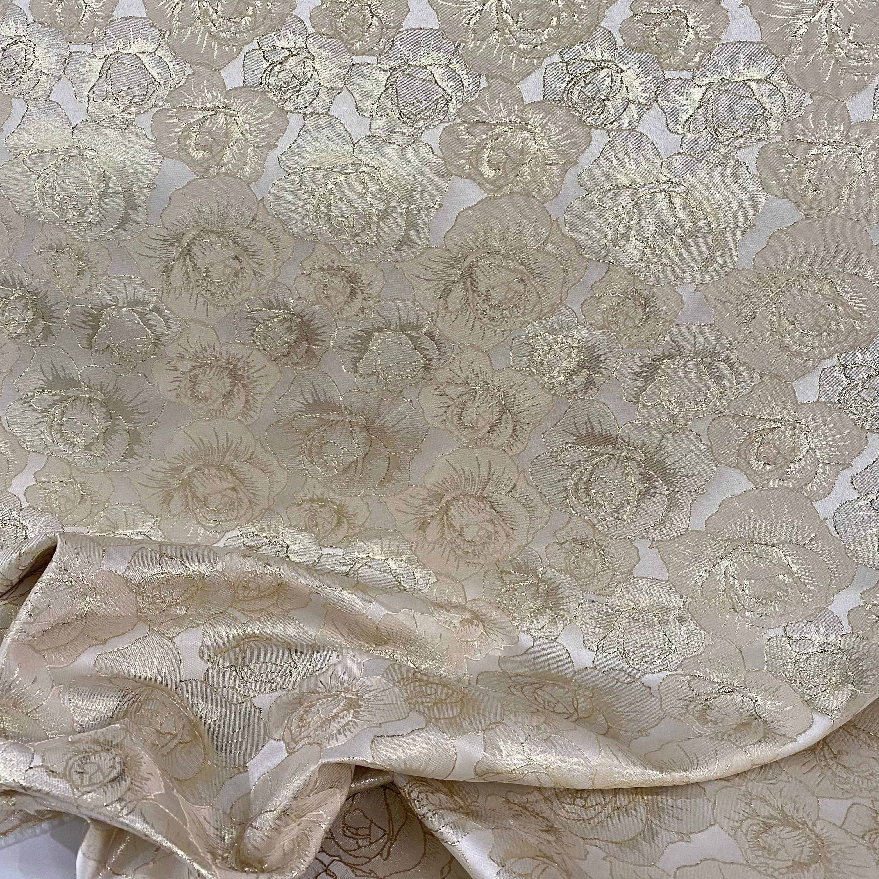 Raised Edge Rose Brocade - Metallic - Gold/Ivory