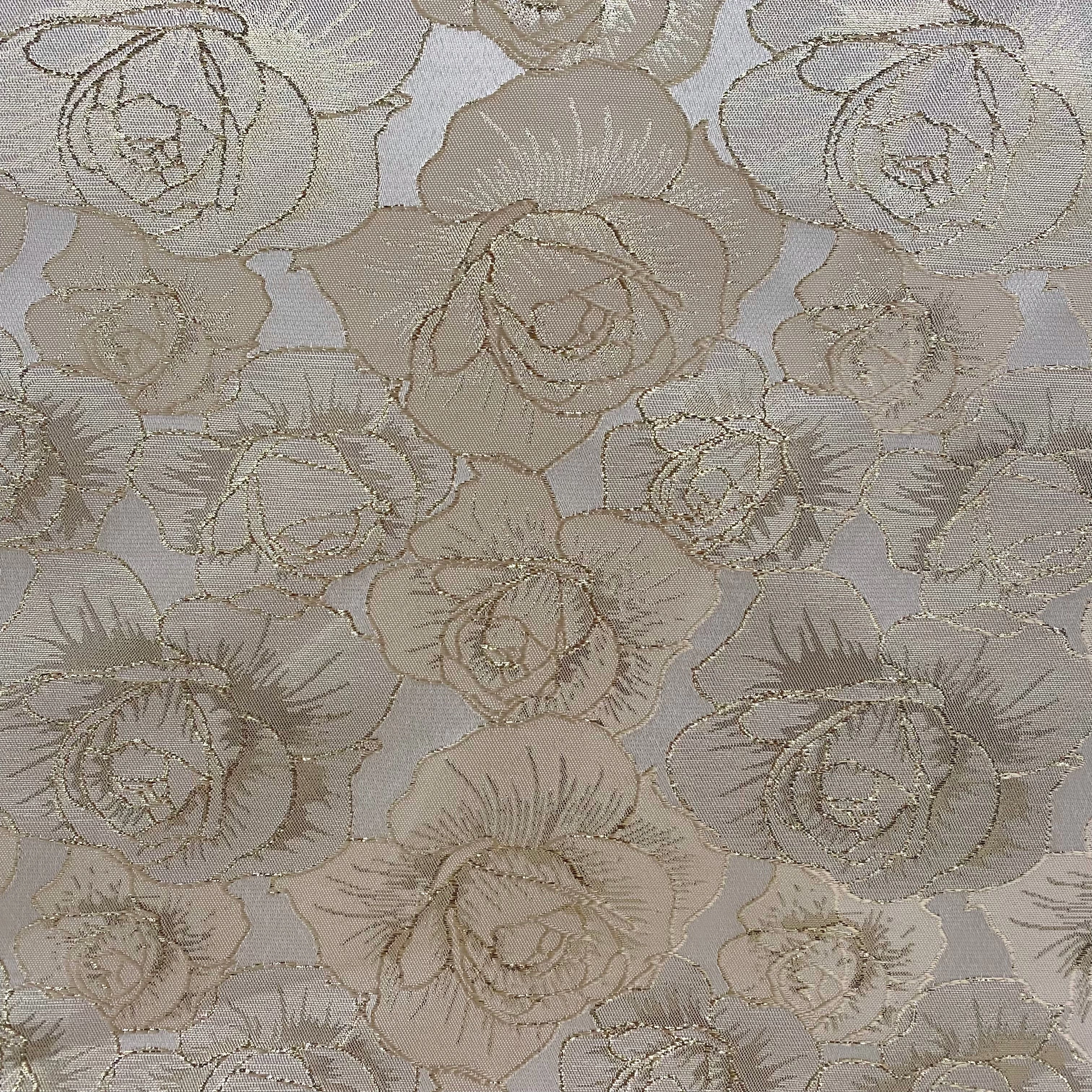 Raised Edge Rose Brocade - Metallic - Gold/Ivory