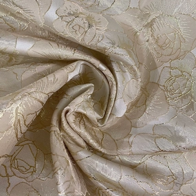 Raised Edge Rose Brocade - Metallic - Gold/Ivory