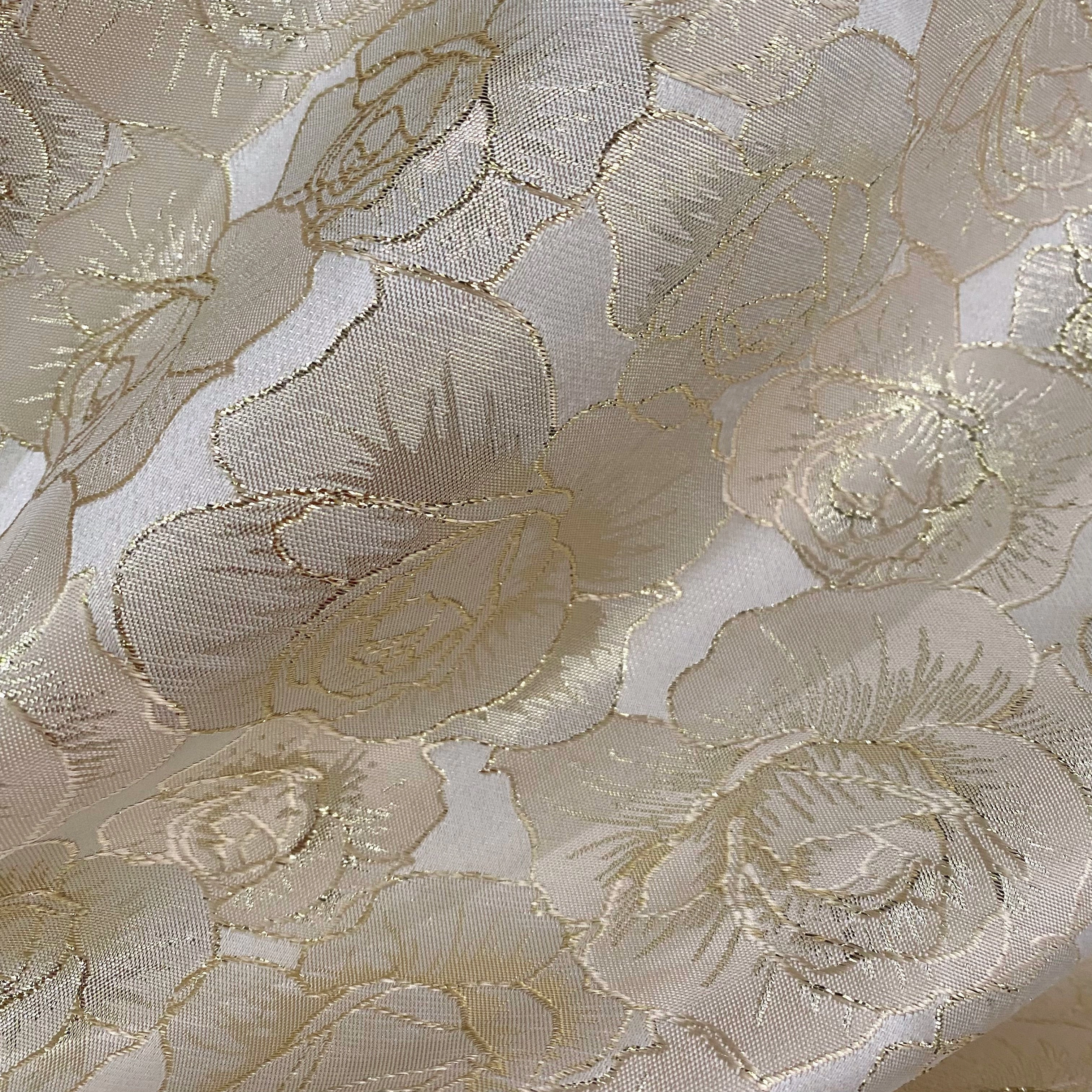 Raised Edge Rose Brocade - Metallic - Gold/Ivory