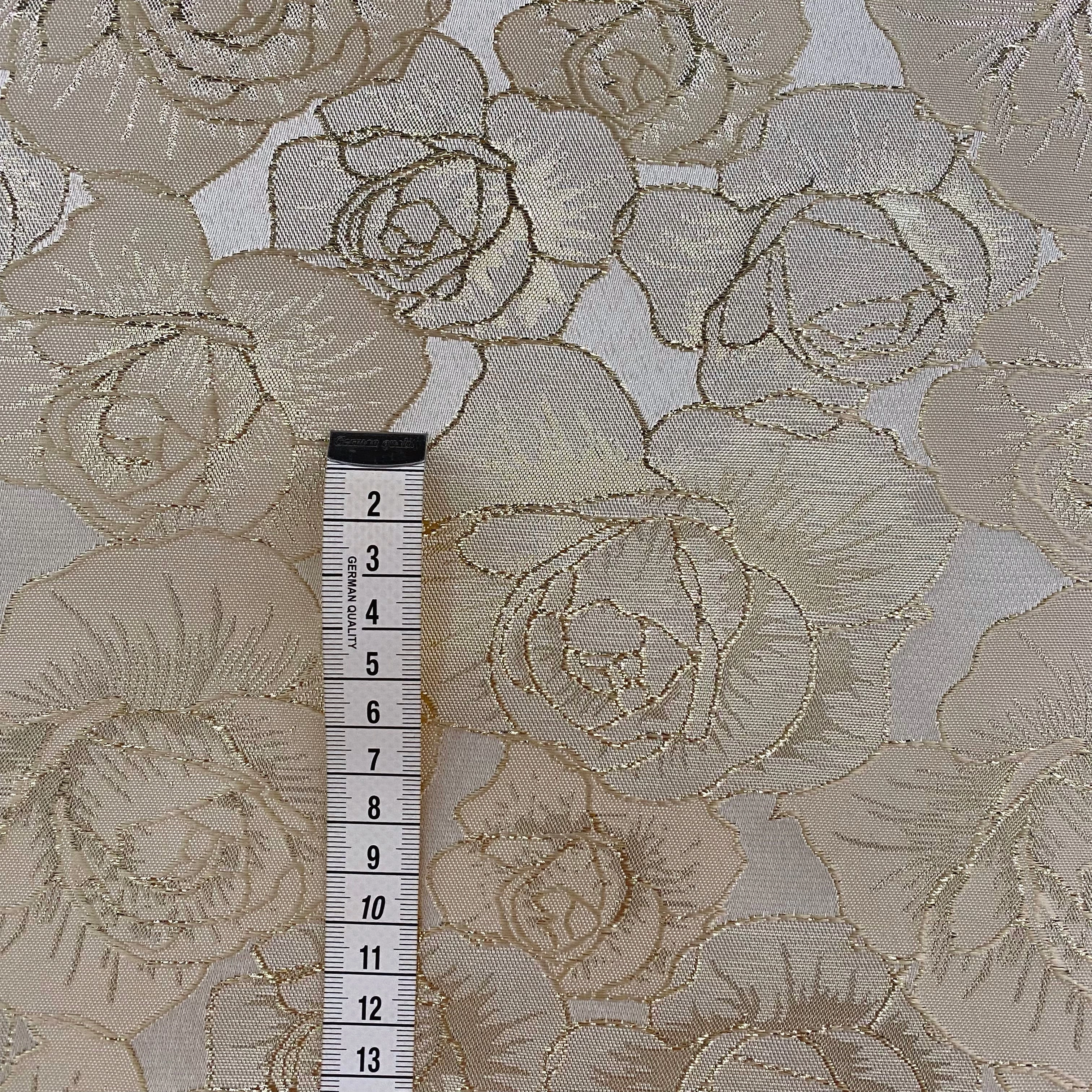 Raised Edge Rose Brocade - Metallic - Gold/Ivory