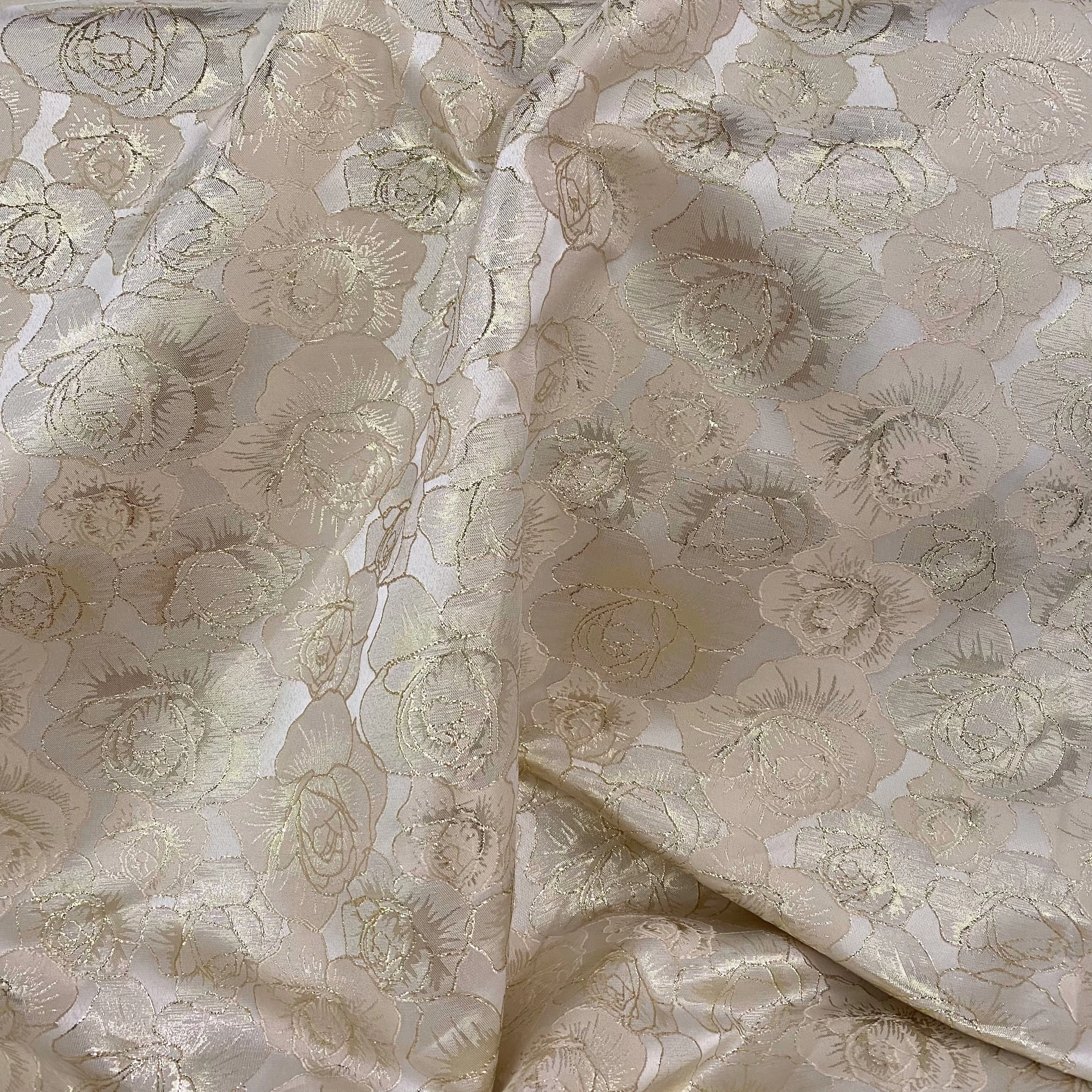 Raised Edge Rose Brocade - Metallic - Gold/Ivory
