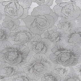 Raised Edge Rose Brocade - Metallic- Silver/White