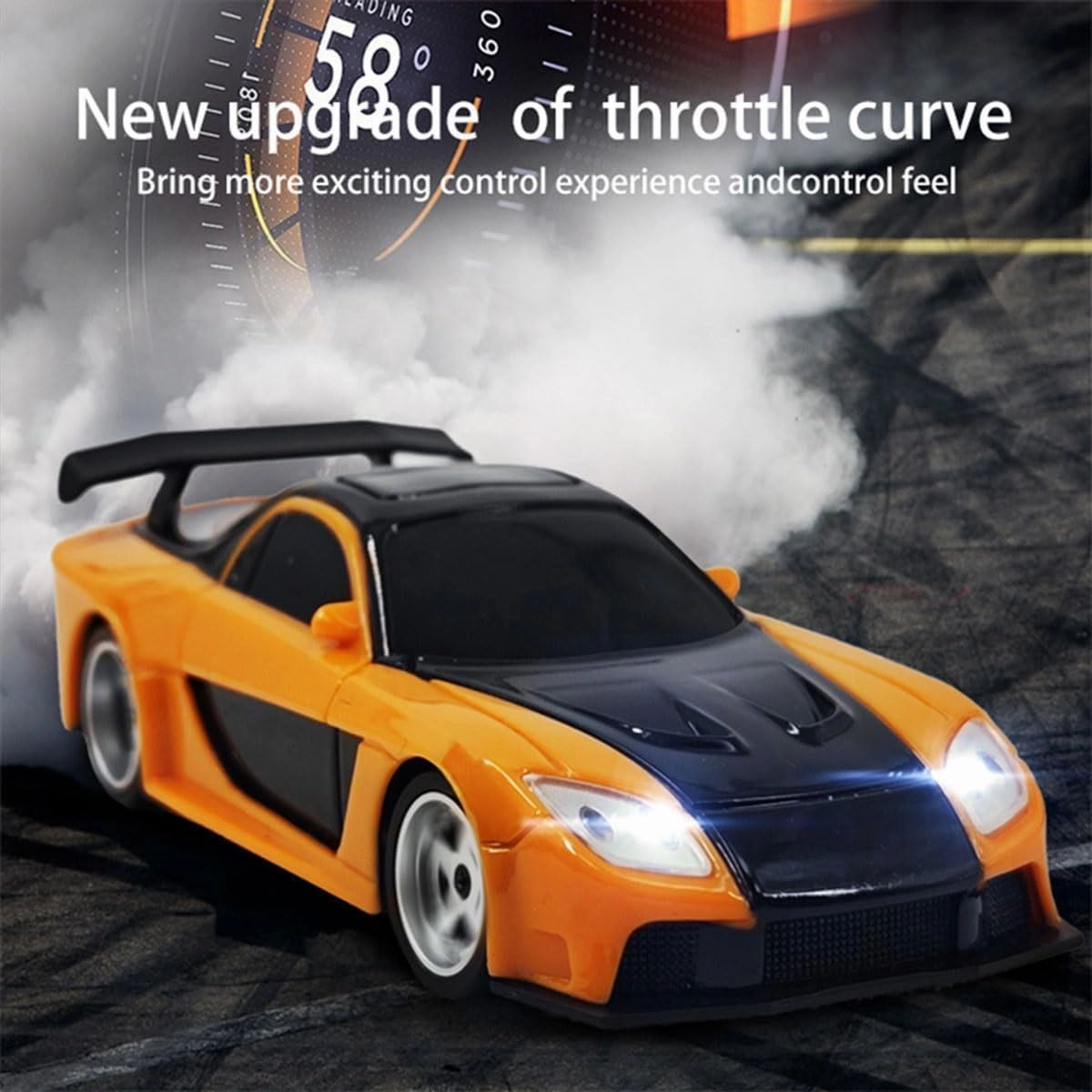 RC Drift Car for Adults, 1/43 Scale 2.4G 4WD Full Proportional Control Mini Electric Racing Drift Car with Lights Set, Ideal Gift for Racing Enthusiasts