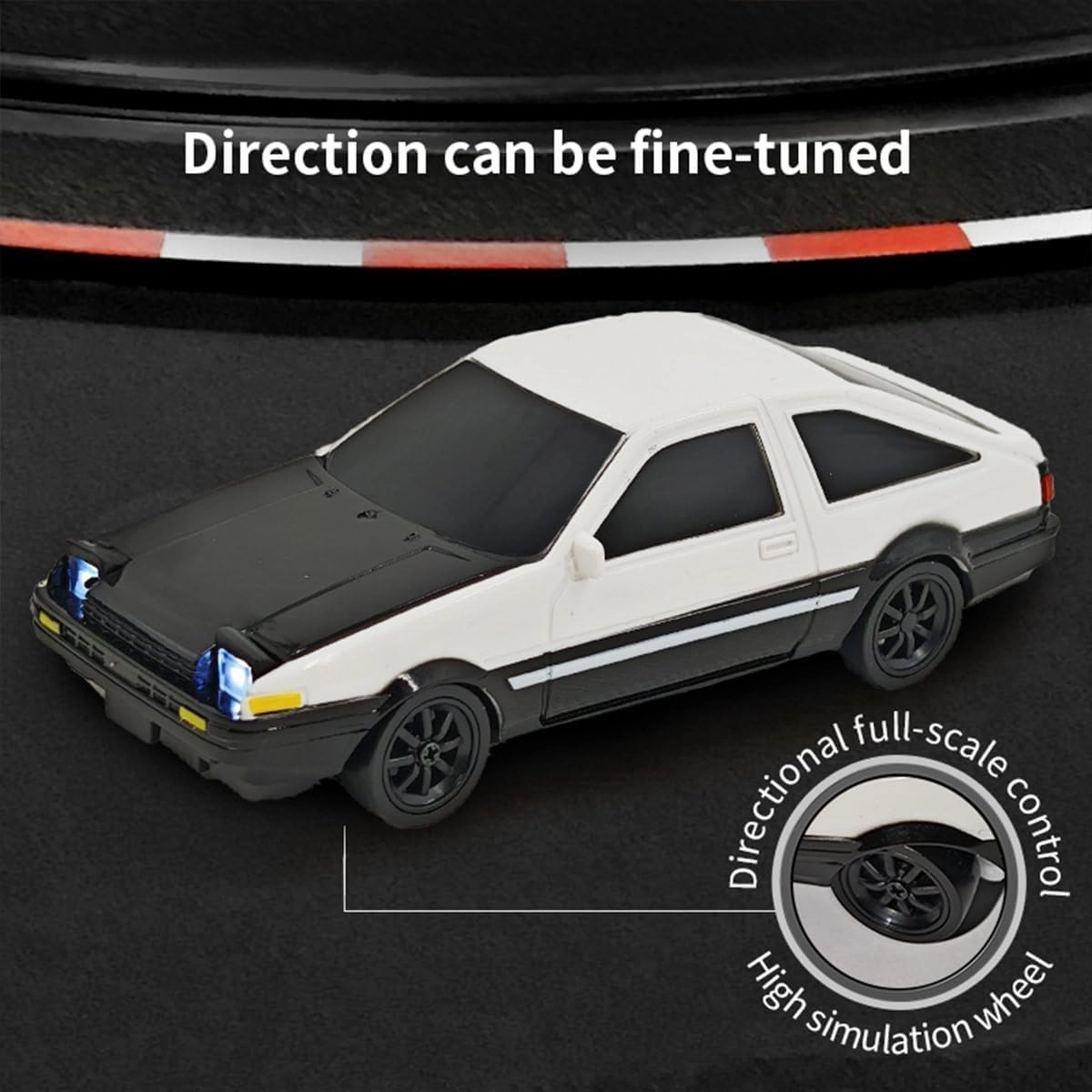 RC Drift Car for Adults, 1/43 Scale 2.4G 4WD Full Proportional Control Mini Electric Racing Drift Car with Lights Set, Ideal Gift for Racing Enthusiasts