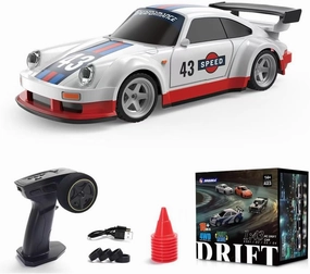 RC Drift Car for Adults, 1/43 Scale 2.4G 4WD Full Proportional Control Mini Electric Racing Drift Car with Lights Set, Ideal Gift for Racing Enthusiasts