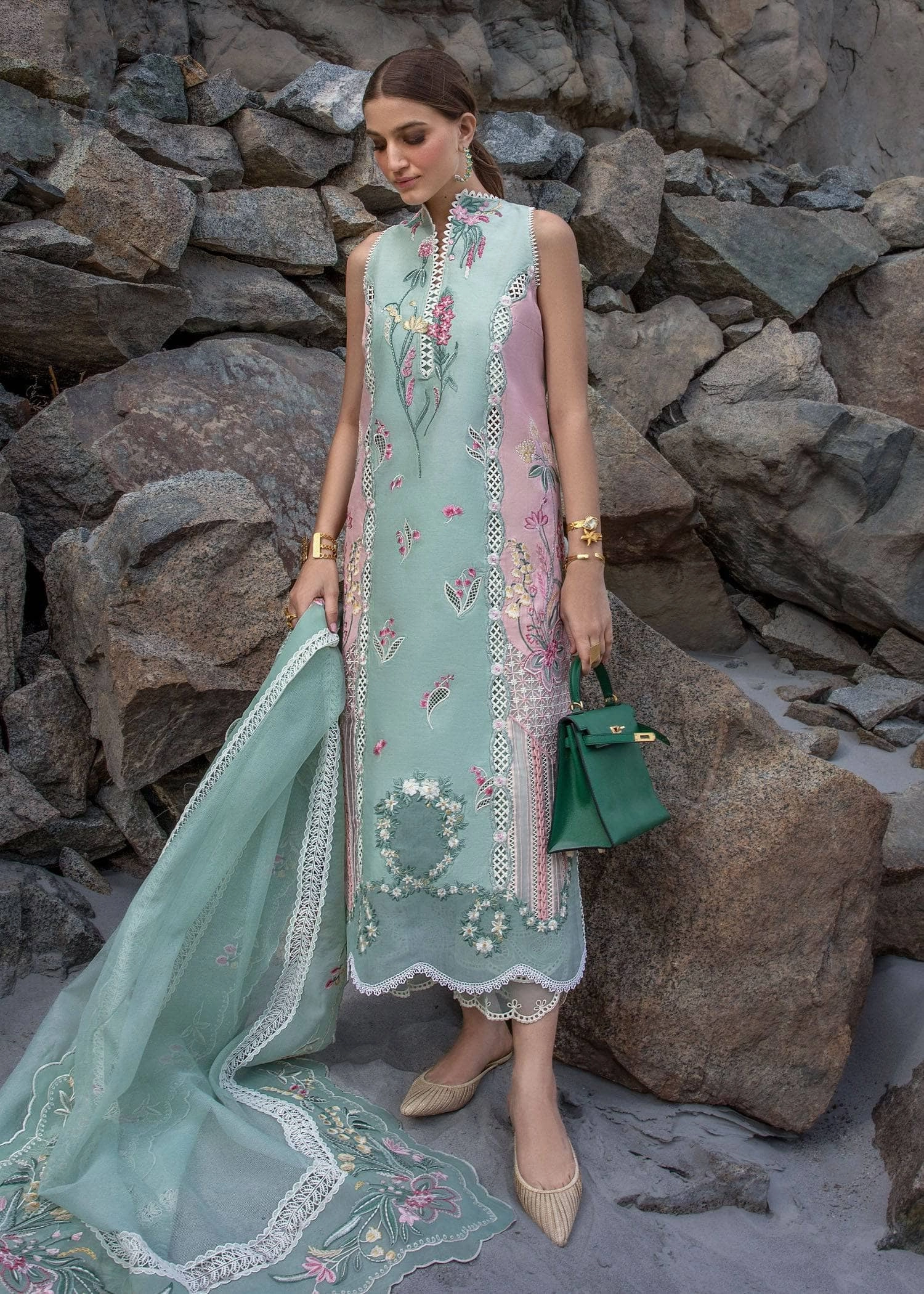 Restocked/Crimson Luxury Lawn 24/6A/Sea Foam
