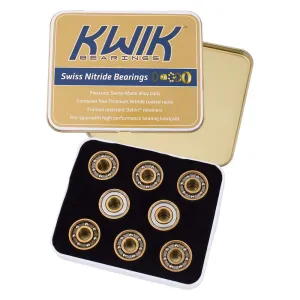 Riedell Kwik Swiss Nitride Bearings - Set of 16 Swiss Chromium Steel Roller Skate Bearings - 8mm