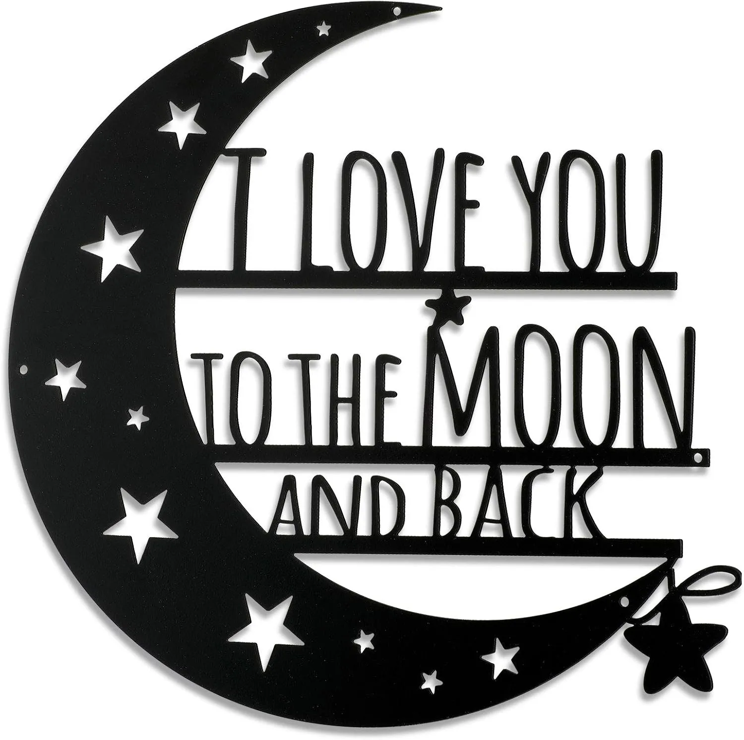 Ripeng I Love You Back Wall Art Moon Metal Decorations for Mom Hanging Wall Plaque Sign with Love Home Decor for Mothers Day Housewarming Wedding Anniversary Valentine Gift(12 Inch,Black)