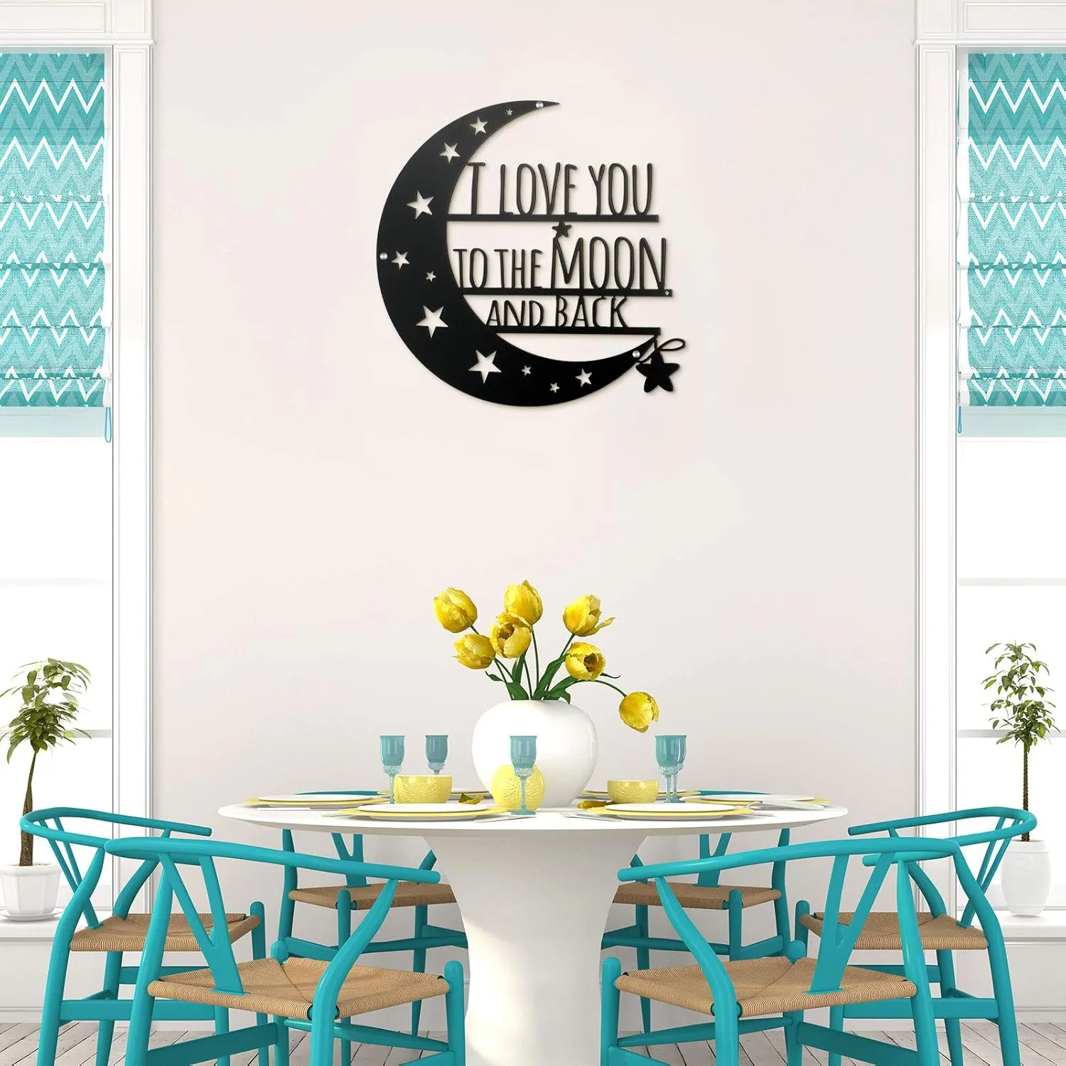 Ripeng I Love You Back Wall Art Moon Metal Decorations for Mom Hanging Wall Plaque Sign with Love Home Decor for Mothers Day Housewarming Wedding Anniversary Valentine Gift(12 Inch,Black)