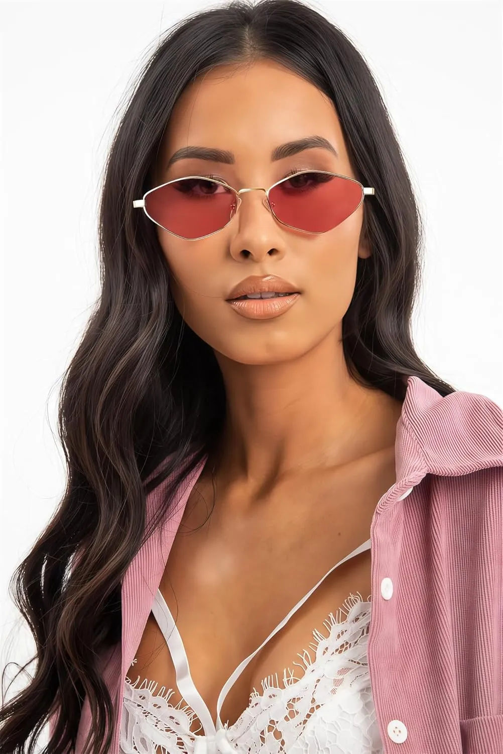 Rmerom Retro Irregular Metal Sunglasses for Women Men, 2025 Trendy Vintage 90s Chic Small Narrow Gold Frame Sun Glasses
