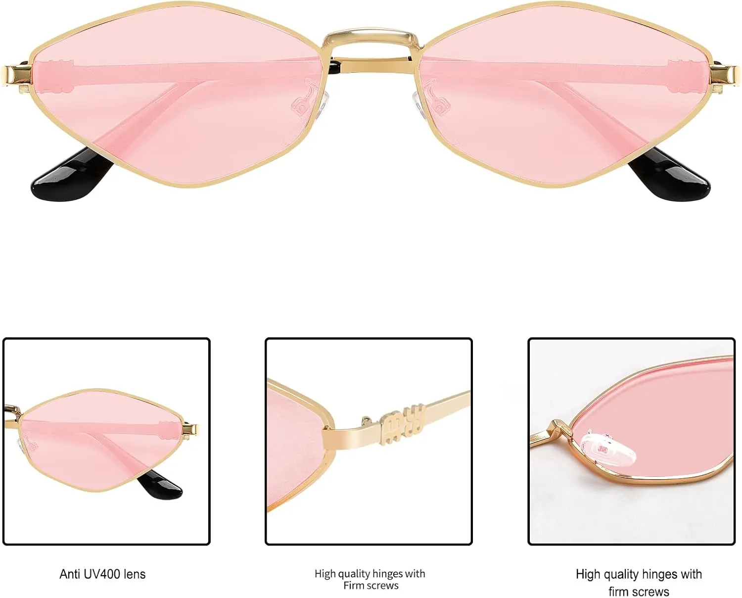 Rmerom Retro Irregular Metal Sunglasses for Women Men, 2025 Trendy Vintage 90s Chic Small Narrow Gold Frame Sun Glasses