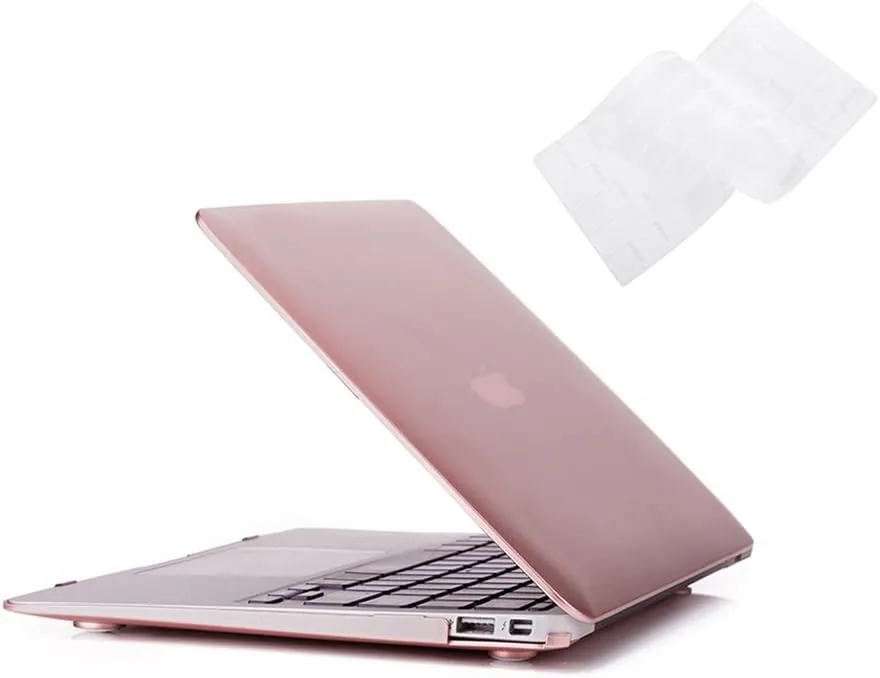 RUBAN Case Compatible with MacBook Air 13 Inch (Models: A1369 & A1466, Older Version 2010-2017 Release), Slim Snap On Hard Shell Protective Cover and Keyboard Cover, Rose Gold