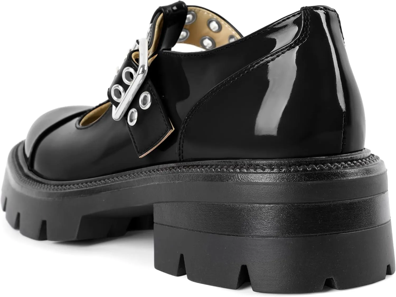SAMMITOP Women's Mary Jane Shoes Platform Lug Sole Low Heel Chunky Pumps Round Toe Oxfords Shoes Kawaii Punk Goth Uniform Dress Shoes 2 Inches