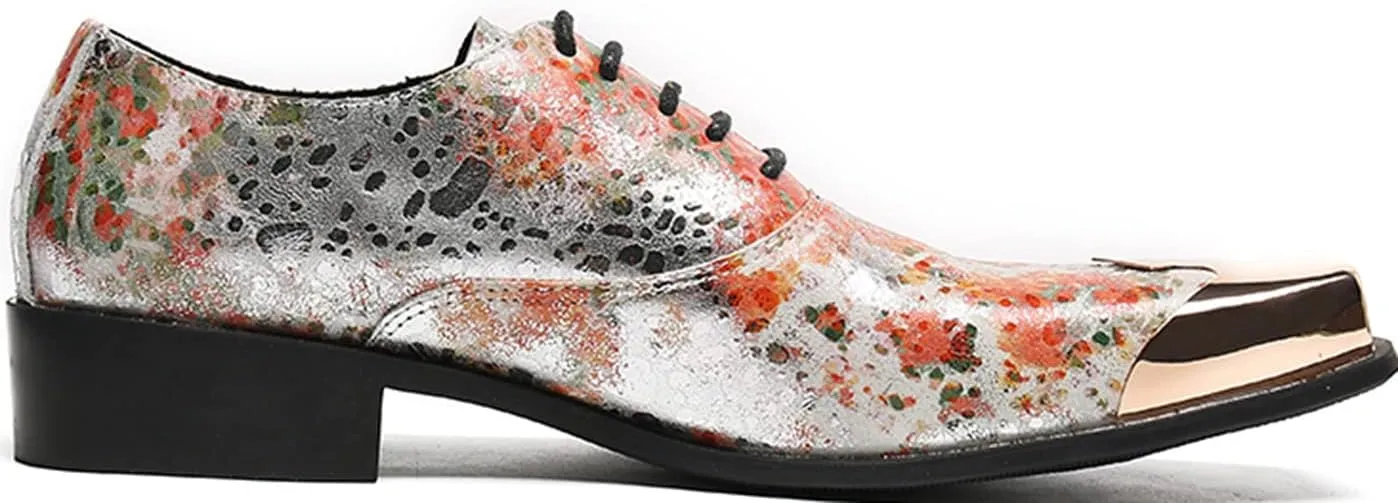 Santimon Men's Metal Derby Wedding Western Genuine Leather Business Party Shoes