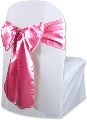 Satin Bow Sash Chair Cover Decoration - Elegant Sashes for Weddings, Banquets, Receptions, Special Events, Restaurants, and Parties - 28 Available Color Choices, Set of 50, Hot Pink