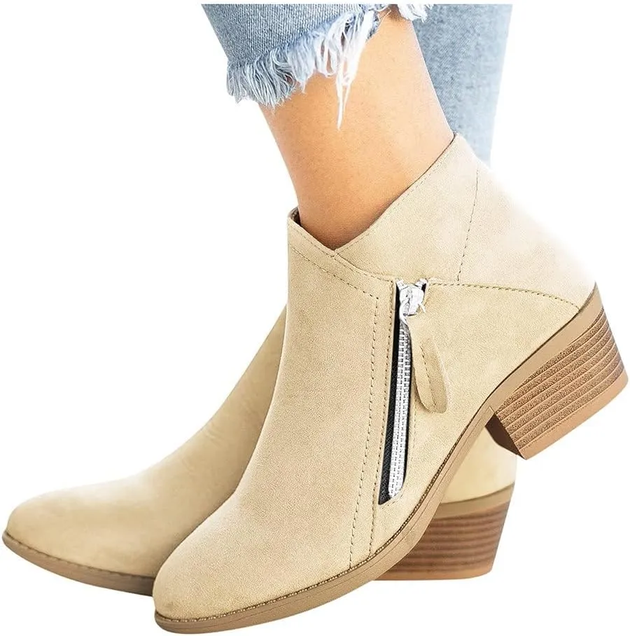 SBGMoSJ Ankle Boots for Women Low Heel Womens Extra Wide Width Booties Booties for Women Chunky Heel Low Cut Cowboy Boots Black Ankle Boots Cowboy Boots Fall Boots for Women 2023
