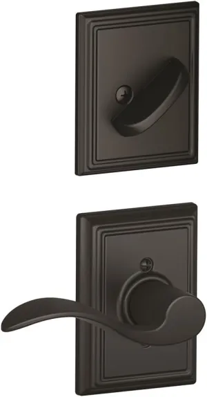 Schlage F59ACC622ADDRH Matte Black Interior Pack Accent Right Handed Interior Pack Lever Set with Single Cylinder Deadbolt and Decorative Addison Rose (Interior Half Only)