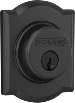 SCHLAGE Lock Company B60CAM622 Series Deadbolt Camelot Rose Single Cylinder Deadbolt, Matte Black