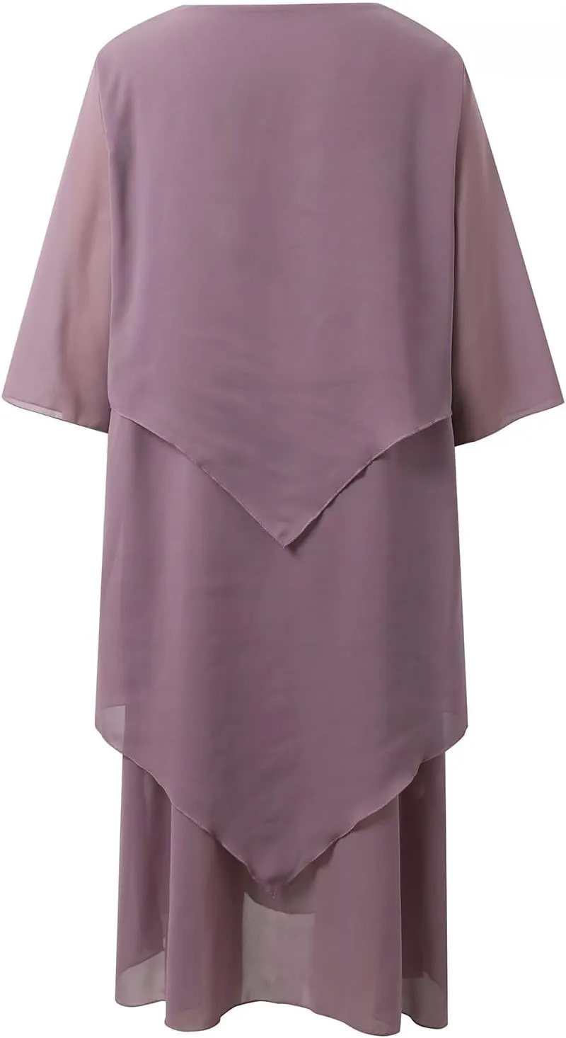 Semi Formal Dresses for Women Plus Size Casual Half Sleeve Flowy Midi Funeral Dress Wedding Spring Country Concert Outfits