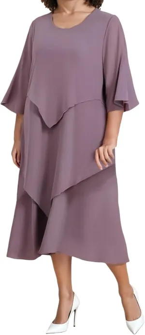 Semi Formal Dresses for Women Plus Size Casual Half Sleeve Flowy Midi Funeral Dress Wedding Spring Country Concert Outfits