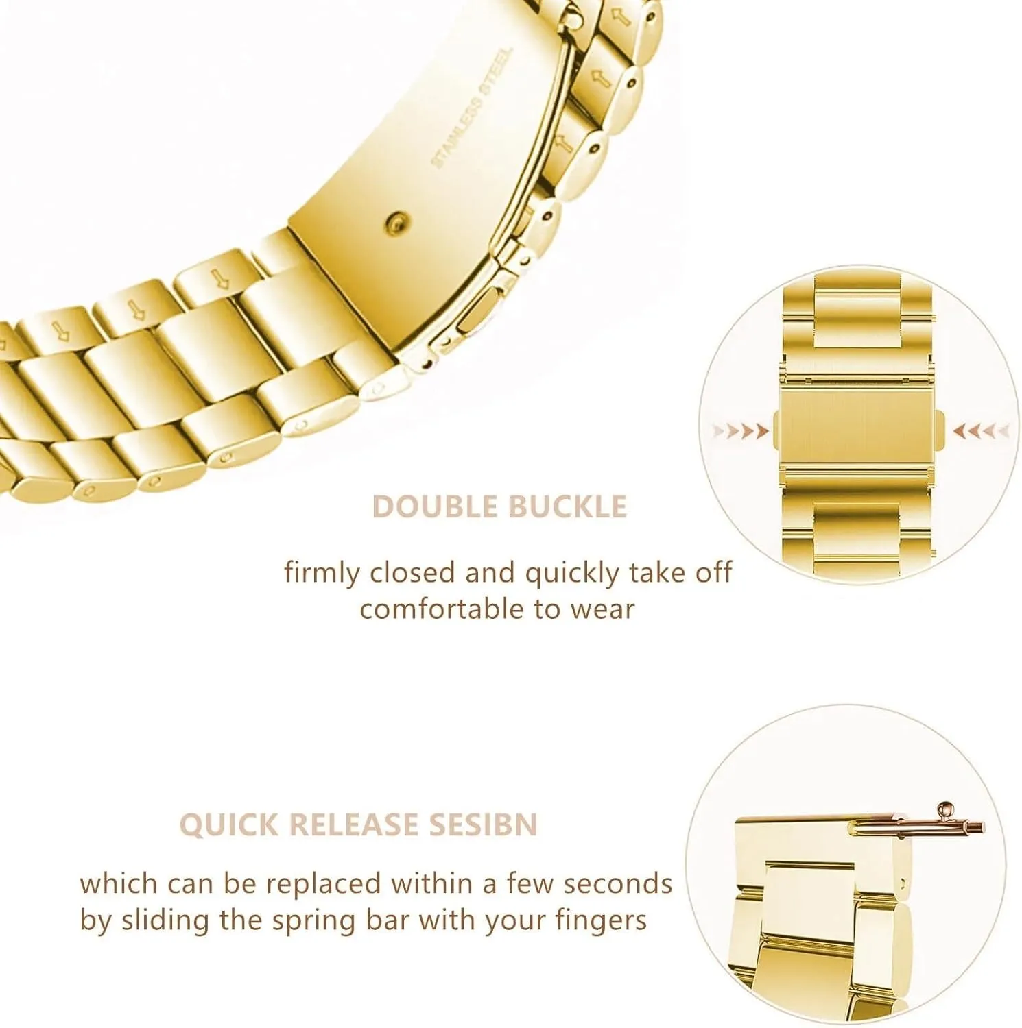 SERDAS Quick Release Stainless Steel Watch Band Metal Matte brushed Watch Strap 18mm 20mm 22mm Smartwatch Replacement Band Men Women