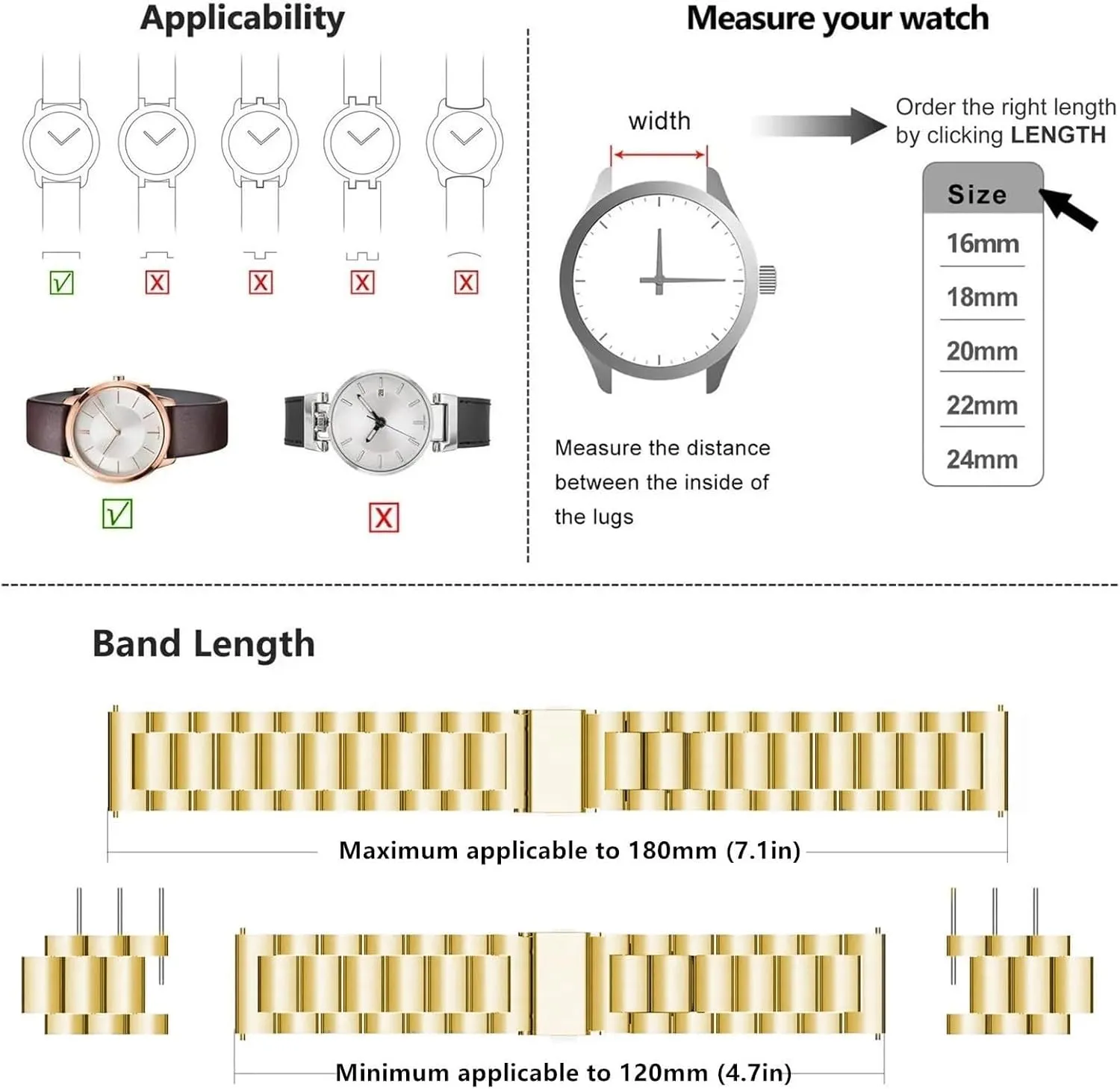 SERDAS Quick Release Stainless Steel Watch Band Metal Matte brushed Watch Strap 18mm 20mm 22mm Smartwatch Replacement Band Men Women