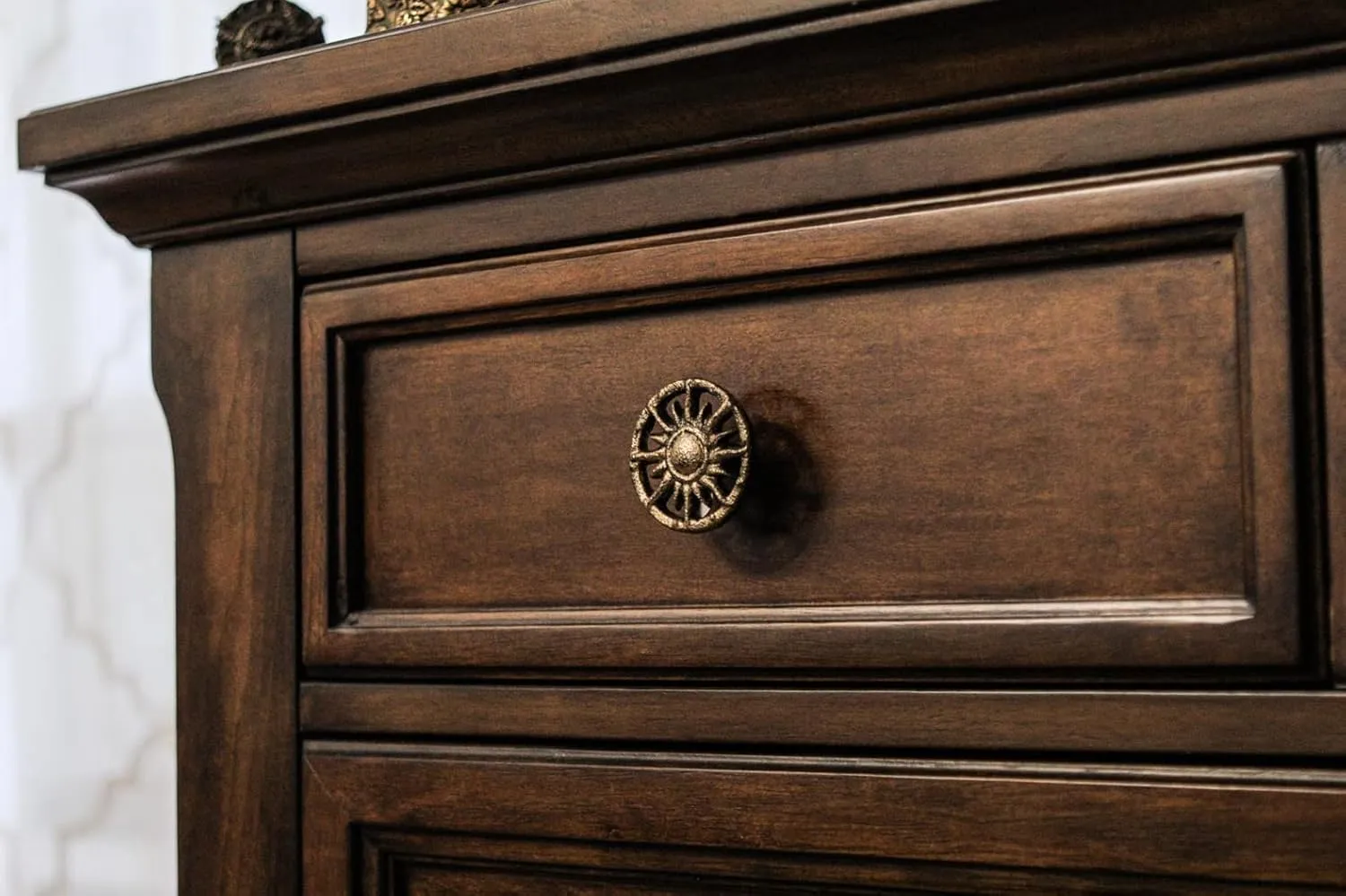Set of 6 Antique Gold Finish Sun Cast Iron Drawer Pulls - Decorative Cabinet Knobs for Unique Home Decor - 2 Inch Diameter - Celestial Charm for Stylish Spaces