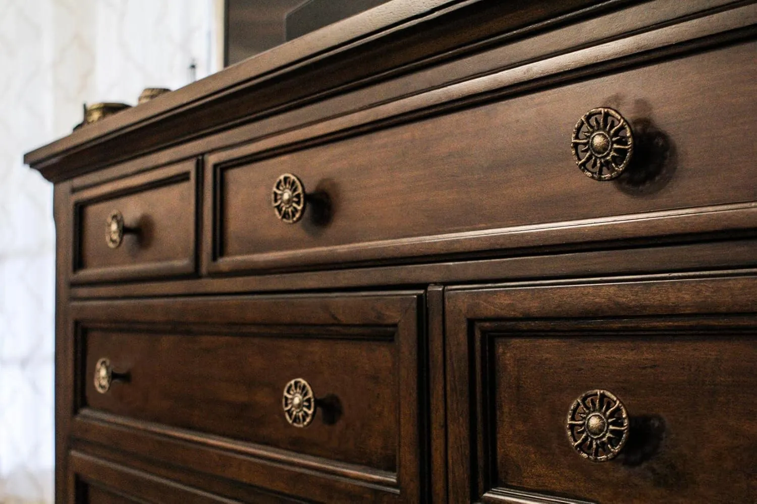 Set of 6 Antique Gold Finish Sun Cast Iron Drawer Pulls - Decorative Cabinet Knobs for Unique Home Decor - 2 Inch Diameter - Celestial Charm for Stylish Spaces