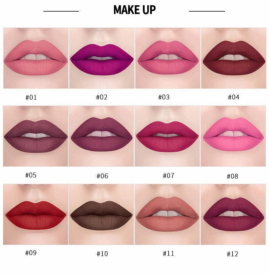 Sexy Rose Purple Lip-gloss Matte 12 Colors