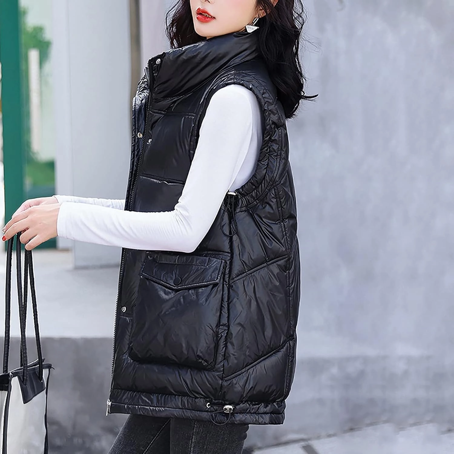 SHAOBGE Long Winter Coat Down Women Leisure Cotton Padded Jacket Tank Top Take Cotton Vest Coat of Bread Thin Down