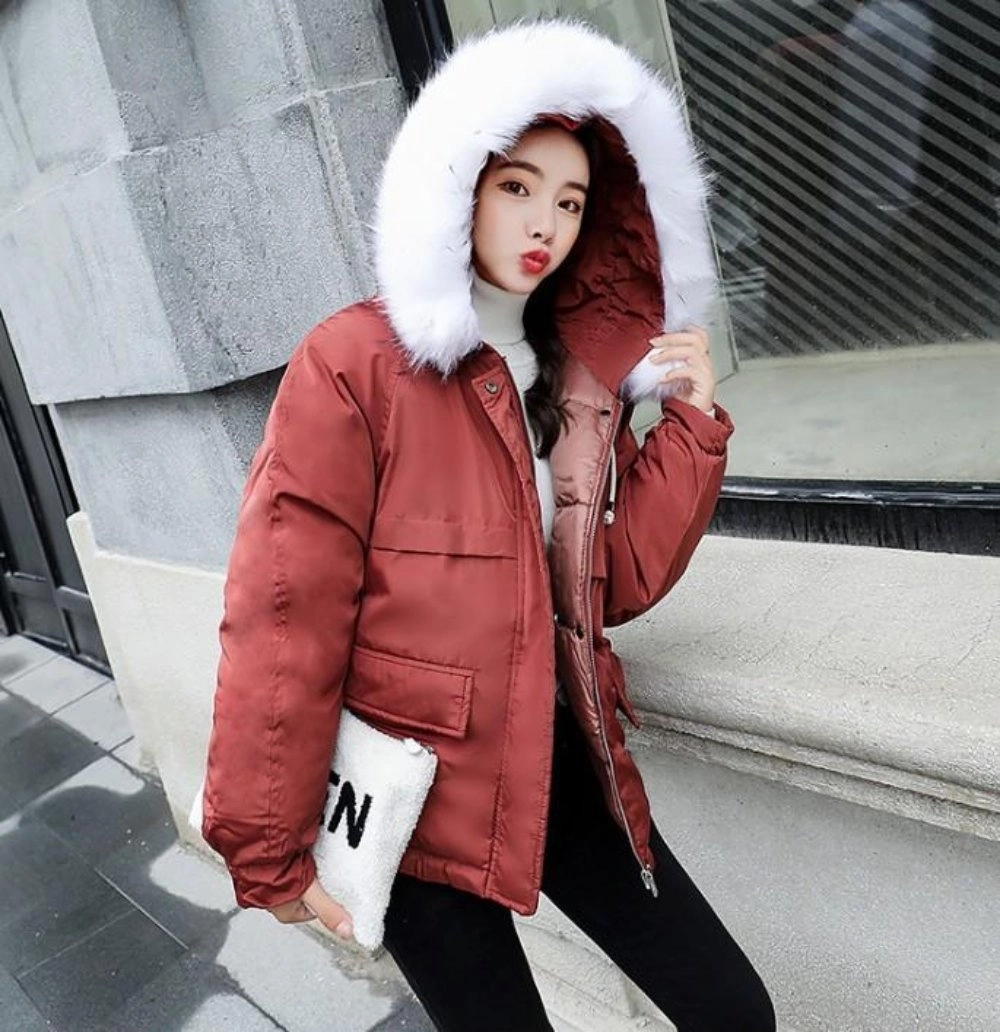 Short Hooded Puffy Winter Coat for Women