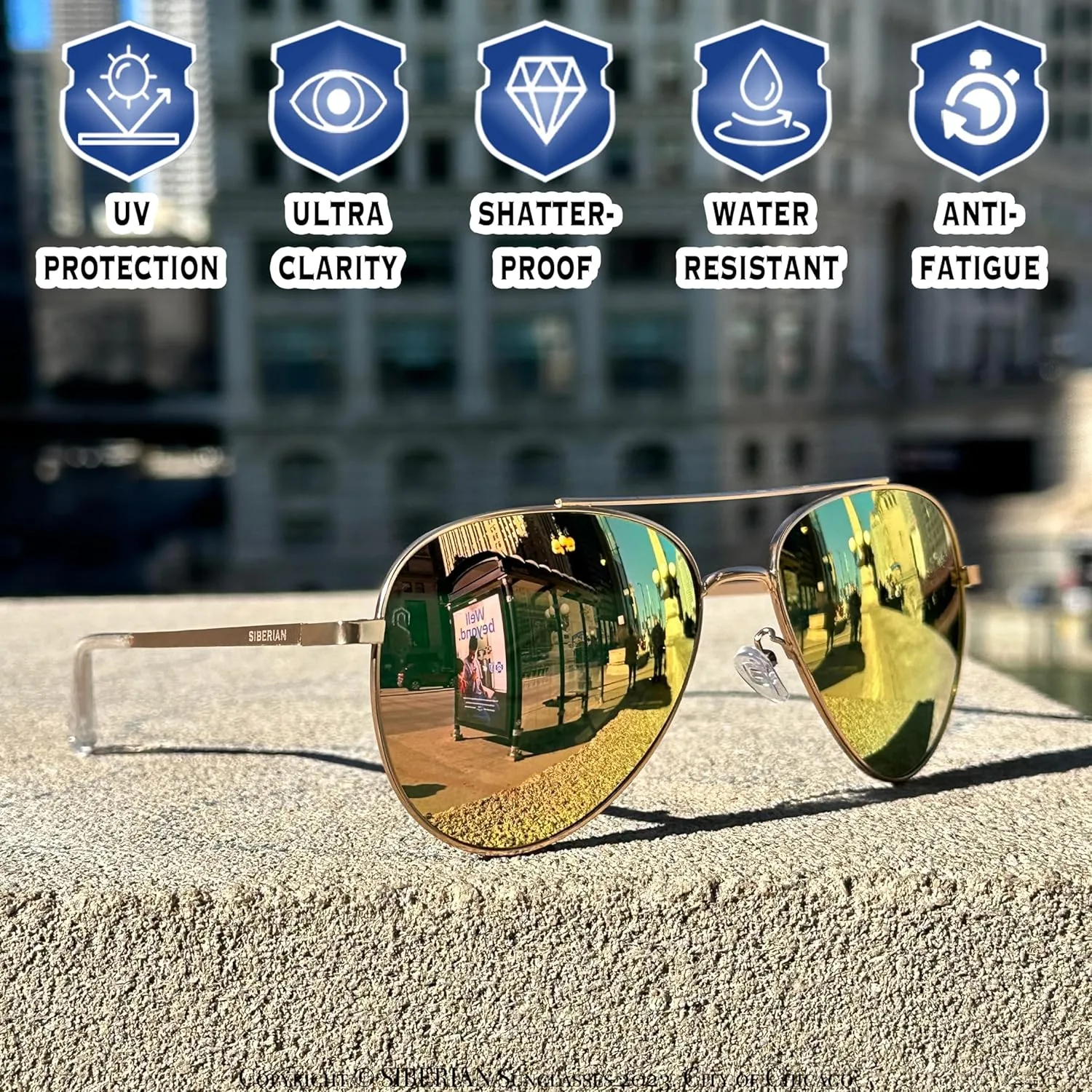 SIBERIAN 100% Real Glass Aviator 60mm USA Premium Pilot Sunglasses Men/Women UV400 Protection Non-Polarized