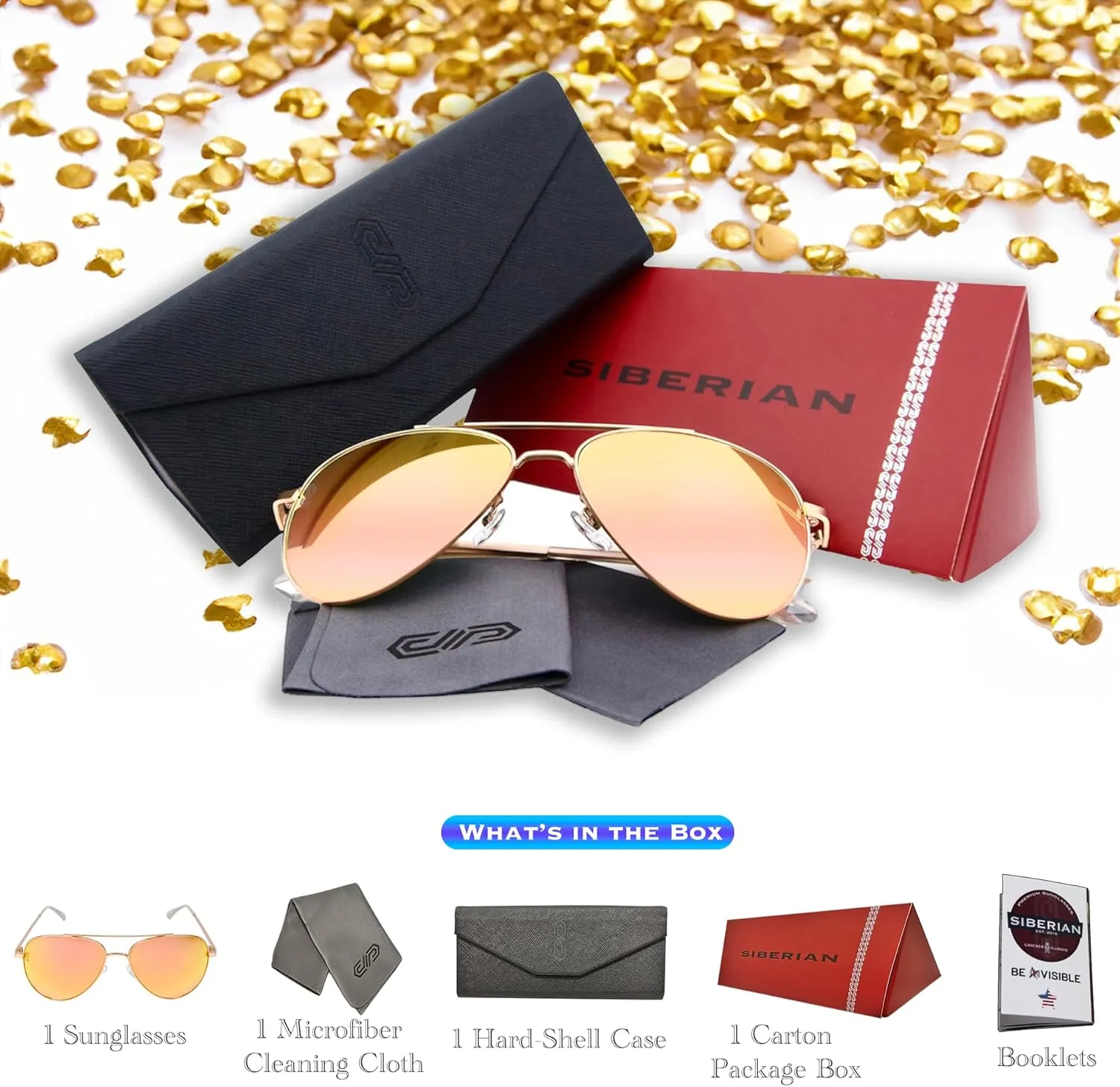 SIBERIAN 100% Real Glass Aviator 60mm USA Premium Pilot Sunglasses Men/Women UV400 Protection Non-Polarized